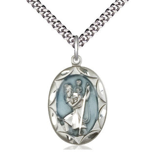 Sterling Silver Saint Christopher Medal Catholic Jewelry Engraved Catholic Saint Jewelry