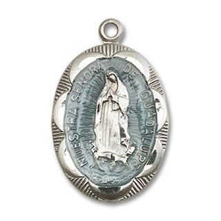 Sterling Silver Our Lady of Guadalupe Medal Engraved Catholic Saint Jewelry
