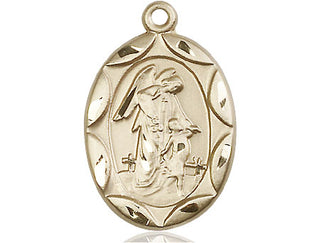 14kt Gold Filled Guardian Angel Medal Engraved Catholic Saint Jewelry