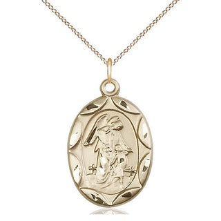 14kt Gold Filled Guardian Angel Medal Catholic Jewelry Engraved Catholic Saint Jewelry