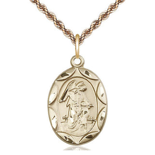 14kt Gold Guardian Angel Medal Engraved Catholic Saint Jewelry