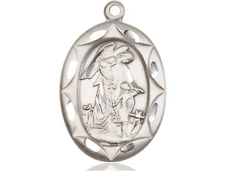 Pewter Guardian Angel Medal Engraved Catholic Saint Jewelry