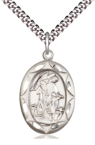 Pewter Guardian Angel Medal Catholic Jewelry Engraved Catholic Saint Jewelry
