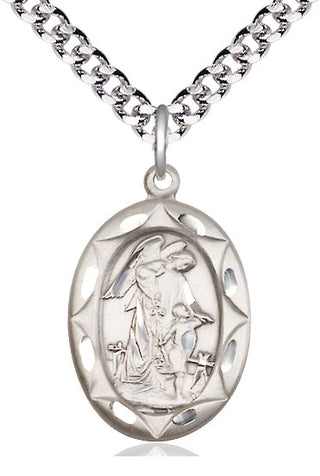 Sterling Silver Guardian Angel Medal Catholic Jewelry Engraved Catholic Saint Jewelry