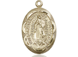 14kt Gold Filled Our Lady of Guadalupe Medal Engraved Catholic Saint Jewelry