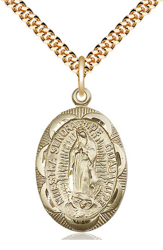 14kt Gold Filled Our Lady of Guadalupe Medal Catholic Jewelry Engraved Catholic Saint Jewelry