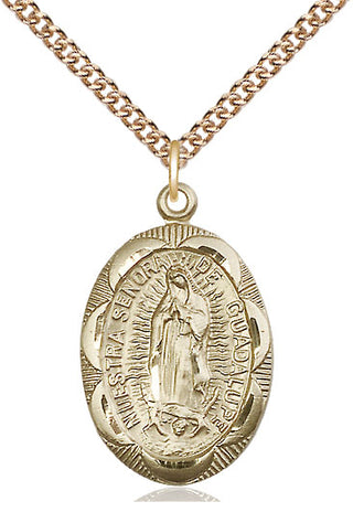 14kt Gold Filled Our Lady of Guadalupe Medal Catholic Jewelry Engraved Catholic Saint Jewelry