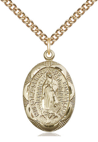 14kt Gold Filled Our Lady of Guadalupe Medal Catholic Jewelry Engraved Catholic Saint Jewelry