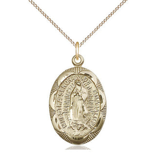 14kt Gold Our Lady of Guadalupe Medal Engraved Catholic Saint Jewelry