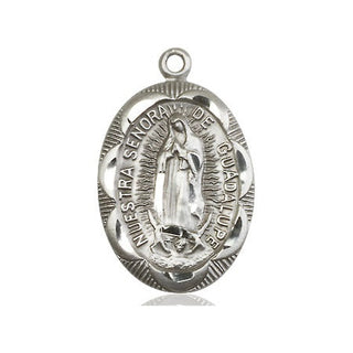 Sterling Silver Our Lady of Guadalupe Medal Engraved Catholic Saint Jewelry