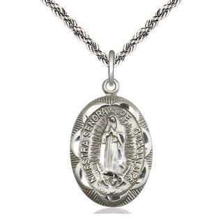 Sterling Silver Our Lady of Guadalupe Medal Catholic Jewelry Engraved Catholic Saint Jewelry