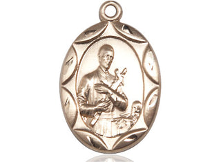 14kt Gold Saint Gerard Medal Engraved Catholic Saint Jewelry
