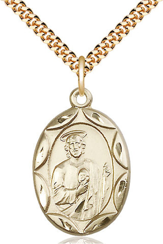 14kt Gold Filled Saint Jude Medal Catholic Jewelry Engraved Catholic Saint Jewelry
