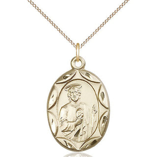 14kt Gold Saint Jude Medal Engraved Catholic Saint Jewelry