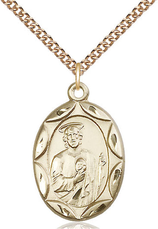 14kt Gold Saint Jude Medal Engraved Catholic Saint Jewelry