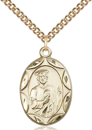 14kt Gold Saint Jude Medal Engraved Catholic Saint Jewelry