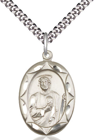 Sterling Silver Saint Jude Medal Catholic Jewelry Engraved Catholic Saint Jewelry