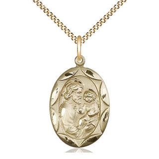 14kt Gold Filled Saint Joseph Medal Catholic Jewelry Engraved Catholic Saint Jewelry
