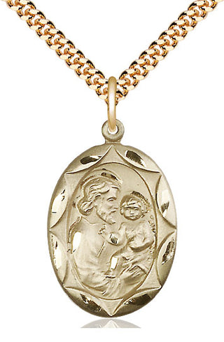 14kt Gold Filled Saint Joseph Medal Catholic Jewelry Engraved Catholic Saint Jewelry