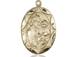 14kt Gold Saint Joseph Medal Engraved Catholic Saint Jewelry