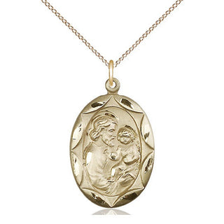 14kt Gold Saint Joseph Medal Engraved Catholic Saint Jewelry