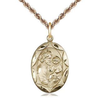 14kt Gold Saint Joseph Medal Engraved Catholic Saint Jewelry