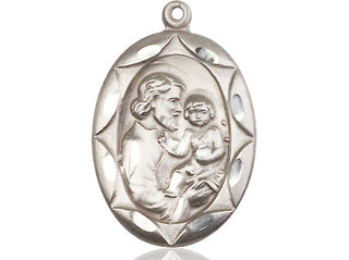 Sterling Silver Saint Joseph Medal Catholic Jewelry Engraved Catholic Saint Jewelry