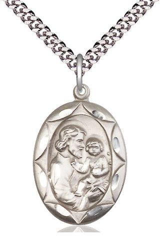 Sterling Silver Saint Joseph Medal Catholic Jewelry Engraved Catholic Saint Jewelry