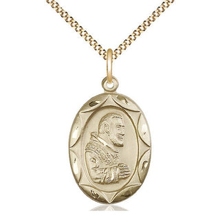 14kt Gold Filled Saint Pio of Pietrelcina Medal Catholic Jewelry Engraved Catholic Saint Jewelry