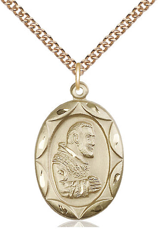 14kt Gold Filled Saint Pio of Pietrelcina Medal Catholic Jewelry Engraved Catholic Saint Jewelry