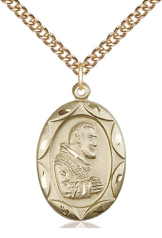 14kt Gold Filled Saint Pio of Pietrelcina Medal Catholic Jewelry Engraved Catholic Saint Jewelry