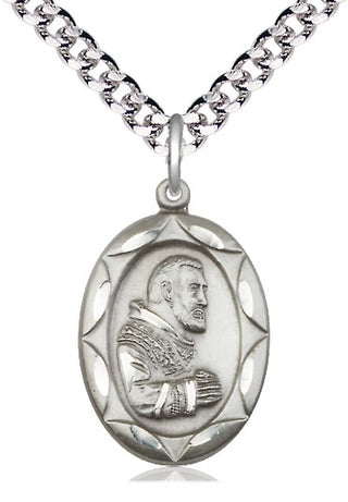 Pewter Saint Pio of Pietrelcina Medal Catholic Jewelry Engraved Catholic Saint Jewelry