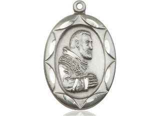 Sterling Silver Saint Pio of Pietrelcina Medal Catholic Jewelry Engraved Catholic Saint Jewelry