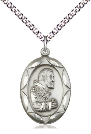 Sterling Silver Saint Pio of Pietrelcina Medal Catholic Jewelry Engraved Catholic Saint Jewelry