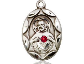 Sterling Silver Scapular with Ruby Stone Pendant with 3mm Ruby Swarovski Necklace