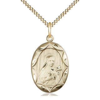 14kt Gold Filled Saint Theresa Medal Catholic Jewelry Engraved Catholic Saint Jewelry
