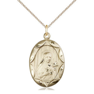 14kt Gold Filled Saint Theresa Medal Catholic Jewelry Engraved Catholic Saint Jewelry