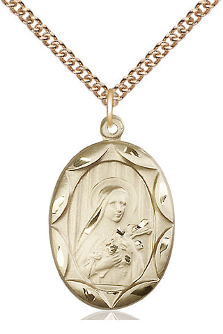 14kt Gold Filled Saint Theresa Medal Catholic Jewelry Engraved Catholic Saint Jewelry