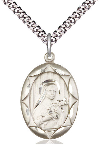 Pewter Saint Theresa Medal Catholic Jewelry Engraved Catholic Saint Jewelry