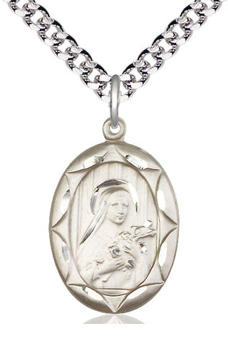 Pewter Saint Theresa Medal Catholic Jewelry Engraved Catholic Saint Jewelry