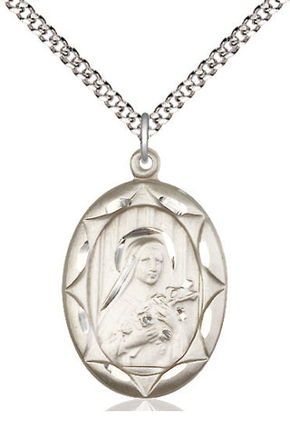Pewter Saint Theresa Medal Catholic Jewelry Engraved Catholic Saint Jewelry