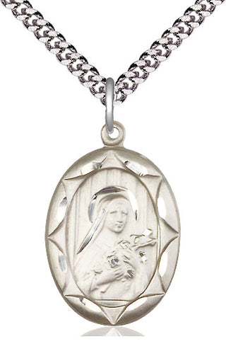Pewter Saint Theresa Medal Catholic Jewelry Engraved Catholic Saint Jewelry
