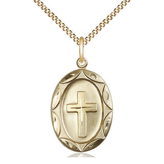 14kt Gold Filled Cross Medal Catholic Jewelry Engraved Catholic Saint Jewelry