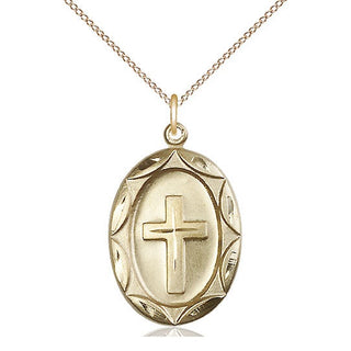 14kt Gold Filled Cross Medal Catholic Jewelry Engraved Catholic Saint Jewelry