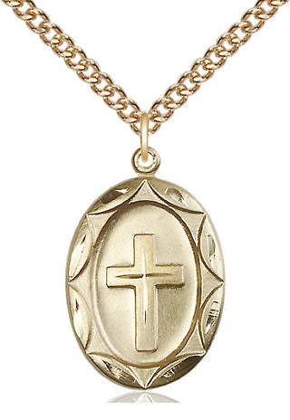 14kt Gold Filled Cross Medal Catholic Jewelry Engraved Catholic Saint Jewelry