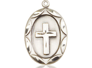 Sterling Silver Cross Medal Engraved Catholic Saint Jewelry