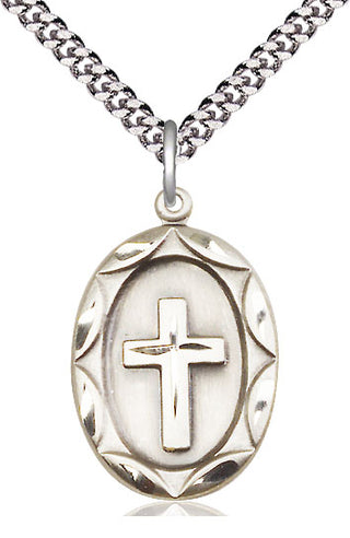 Sterling Silver Cross Medal Catholic Jewelry Engraved Catholic Saint Jewelry