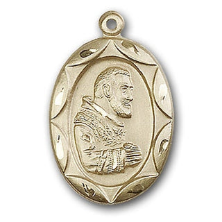 14K Gold Saint Pio of Pietrelcina Pendant - Engravable