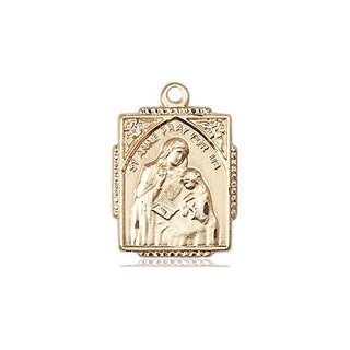 14kt Gold Filled Saint Anne Medal Engraved Catholic Saint Jewelry