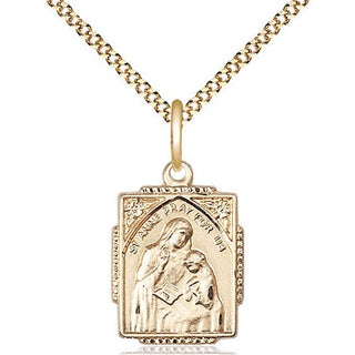 14kt Gold Filled Saint Anne Medal Religious Jewelry Engraved Catholic Saint Jewelry